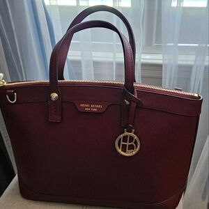 Henri Bendel Burgundy Leather Satchel Bag